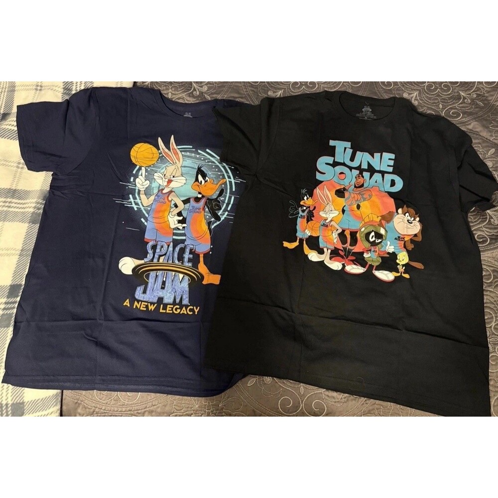 2 Space Jam Tune Squad A New Legacy T Shirts XL Black & Navy Men NWT